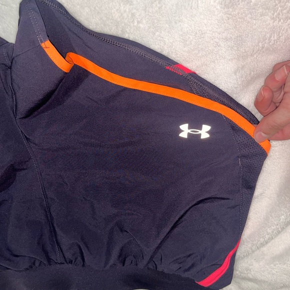 Under Armour Women's Purple Running Shorts with Neon Orange and Pink Accents - Picture 8 of 12